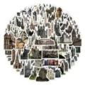 Europaeische Schloss Vintage wasserdichte Aufkleber Set fuer Laptop Handy Koffer 60Stk - 60 Stück/Packung
