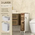 Narrow bathroom storage cabinet 3-layer slim organizer rack with drawers for toilet side gap. - 17cm Width [3 Layers] Double-Sided Tissue Extraction
