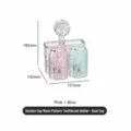 Suction toothbrush holder wall mounted double cup transparent pink and blue bathroom organizer - Water Ripple Toothbrush Holder (2 Cups - Pink & Blue)