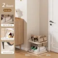 2-tier corner shoe rack space-saving organizer with stainless steel pipes for entryway. - 2-Tier / Khaki