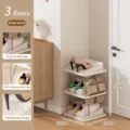 3-tier corner shoe rack, space-saving narrow storage shelf with stainless steel pipes for entryway. - 3-Layer / Khaki
