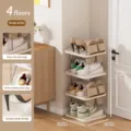 Corner shoe rack 4 tier narrow storage organizer for entryway hallway space saving white - 4 Layers / Khaki