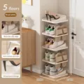 5-tier corner shoe rack space-saving plastic vertical shoe organizer for entryway dorm 100cm - 5 Layers / Khaki