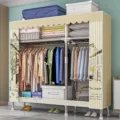 Simple fabric wardrobe portable clothes storage organizer with steel frame dustproof cover. - 1900 Length 84*Width 46*Height 173cm / Street Rest