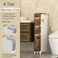 4-tier narrow bathroom storage cabinet with drawers, slim space saver unit for toilet side. - 17cm Width [4 Layers] Double-Sided Tissue Extraction