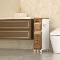 Slim 3-tier bathroom storage cart with drawers, narrow mobile organizer unit for tight spaces. - 21cm Width [3 Layers] Double-Sided Tissue Extraction