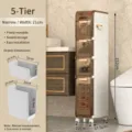 5-tier narrow bathroom storage cabinet, slim mobile drawer organizer with wheels for tight spaces. - 21cm Width [5 Layers] Double-Sided Tissue Extraction