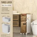 Narrow bathroom storage cabinet with drawers slim gap organizer for toilet side - 25cm Width [3 Layers] Double-Sided Tissue Extraction