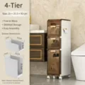 4-tier slim bathroom storage cabinet with drawers, space-saving narrow organizer tower. - 25cm Width [4 Layers] Double-Sided Tissue Extraction