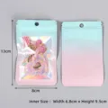 Colorful gradient foil ziplock packaging bag with glitter heart keychain inside. - 10pcs/Pack / 8x13cm Gradient Laser Blue Window