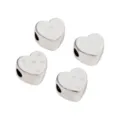 Silver heart shaped large hole beads with star prints for DIY jewelry making and crafts. - 19x21x14mm, Hole 5mm, 1 Pc/Pack / White