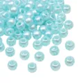 8x6mm light blue pearlescent acrylic 4-hole beads for DIY phone chains and handmade jewelry. - Blue