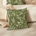 Πράσινο λινό διακοσμητικό μαξιλάρι με floral σχέδιο για καναπέ σαλονιού και υπνοδωματίου - 45*45cm Λινό Μονή Όψη Χωρίς Εσωτερικό / HYMD38-1