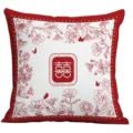 Red Chinese double happiness wedding pillowcase floral decorative throw pillow cover - 18x18 Inch / BGDS32-5