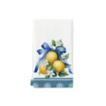 Cannovaccio cucina limoni estivo, panno microfibra assorbente con nastro blu e decoro. - Stile 10