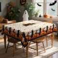 Tραπεζομάντιλο Halloween με στάση μαύρης γάτας και κολοκύθας, γιορτινό ντεκόρ. - 40x60cm (20g) / HZB904-16