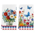 Microvezel Keukenhanddoek Set Onafhankelijkheidsdag Bloemen Vlinder Print Mooi Stijl - Stijl 17 (2 Stuks Pakket) / 40*60cm