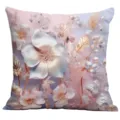 Digital printed throw pillow cover with elegant pink floral botanical pattern for sofa home decor. - A1654-7