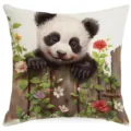 Housse de Coussin Décorative Mignon Panda Carré Taie d'Oreiller pour Salon de Sofa - Panda (HYMD57-10)