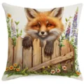 Housse de coussin mignonnne renard clôture pour canapé salon chambre décoration maison. - Renard (HYMD57-14)