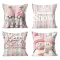 Christmas decorative cushion cover set winter gnome snowman throw pillow case 4pcs - 18x18 Inch / HYMD337-31
