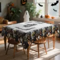 Halloween τραπεζομάντηλο τετραγωνισμένο κάλυμμα τραπεζιού με τρομακτικές κολοκύθες - 40x60cm (20g) / HZB904-25