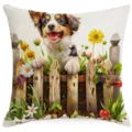 Housses de coussin motif chiot etcloture, taie doreiller decorative pour salon canape. - Chien (HYMD57-16)