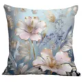 Digital print square cushion cover with elegant pastel floral pattern and gold accents. - A1654-20