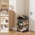 Simple 3-tier shoe rack space-saving organizer for entryway hallway narrow space gun grey - 3-Layer / Gunmetal