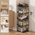 5-layer vertical shoe rack, gun grey space-saving corner shoe organizer for entryway. - 5 Layers / Gunmetal