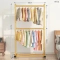 Double-tier golden clothes rack, floor-standing metal garment display stand for bedroom home use. - 60CM / Luxury Gold