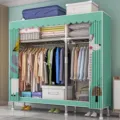 Simple fabric wardrobe with reinforced steel tubes for bedroom home storage organizer - Cartoon Alpaca