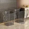 Transparent plastic trash can for home living room modern luxury waste basket storage bin - 13L / Pack of 2 / Textured Grey