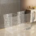 Clear plastic trash can modern luxury storage bucket for living room bathroom bedroom - 13L / Pack of 2 / Cloud Crystal White