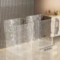 Papelera transparente hogar estilo lujo moderno rectangular de plástico transparente para habitación - 15L / Pack de 2 / Blanco Cristal de Nube