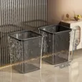 Papelera transparente para el hogar con borde negro, cubo de basura de lujo moderno para salón baño - 13L / Anillo de Presión Fijo / Pack de 2 / Gris Texturizado