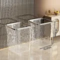 Papelera domestica transparente con borde plateado, contenedor de almacenamiento moderno - 13L / Anillo de Presión Fijo / Pack de 2 / Blanco Cristal de Nube