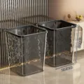 Papelera transparente para el hogar cesto de basura moderno de lujo para salón y baño - 15L / Anillo de Presión Fijo / Pack de 2 / Gris Texturizado