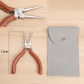 Round nose pliers with leather handle and storage pouch, ideal for DIY jewelry making. - Upgraded Round Nose Pliers With Storage Bag