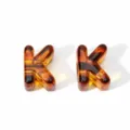 Acrylic Amber Leopard Print Letter K Beads DIY Phone Chain Bag Pendant Craft Accessories - Letter K