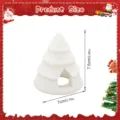 Detalle portavelas árbol de navidad blanco, adorno navideño de cerámica con dimensiones. - Con Vela de Luz Cálida