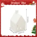 White ceramic house candle holder Christmas desktop decoration with size specs 7.2cm. - White Box Packaging / White