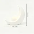 Vista detallada del portavelas LED de media luna blanca con dimensiones claras. - Con Luz de Vela Blanco Cálido / Blanco