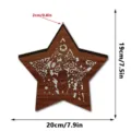 Wooden LED Christmas star decoration with Santa and tree cutout, holiday tabletop display 20cm - OPP Bag Packed / Style MZ1227