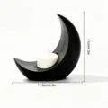 Candelabro de luna negra con vela LED, decoración de mesa para el hogar impresa en 3D. - Con Luz de Vela Blanco Cálido / Negro