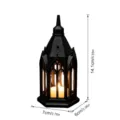 Lanterne bougie LED noire style gothique ornement de table, hauteur 14,1 cm déco de fête. - 3D038 / Avec Bougie Lumière Chaude / Noir