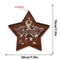 LED wooden star Christmas ornament with cutout design, holiday desktop decoration, 20x19cm. - OPP Bag Packed / Style MZ1229