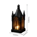 Lanterne à bougie LED de style gothique veilleuse château noir ornement décoratif de table - 3D039 / Avec Bougie Lumière Chaude / Noir