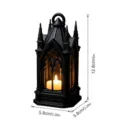 Gothic style LED candle lantern tabletop night light, black castle ornament for home decor - Black