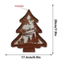 Wooden LED Christmas tree table decoration with hollow Santa reindeer holiday ornament - Style MZ1232